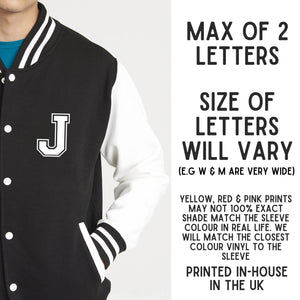 Personalised Initials Unisex Adult Varsity Jacket Custom Monogram College Jacket