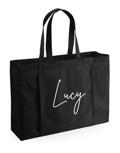 Personalised Large Name Organic Yoga Tote Bag