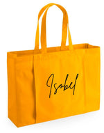 Load image into Gallery viewer, Personalised Large Name Organic Yoga Tote Bag

