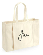 Load image into Gallery viewer, Personalised Large Name Organic Yoga Tote Bag
