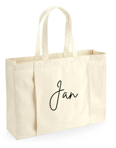 Personalised Large Name Organic Yoga Tote Bag