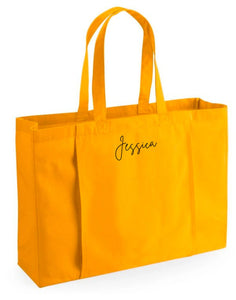 Personalised Small Name Organic Yoga Tote Bag