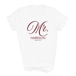 Load image into Gallery viewer, Mr and Mrs Personalised T-Shirts, Matching Newlywed Honeymoon Couple Shirts
