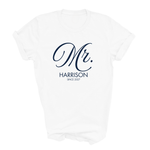 Load image into Gallery viewer, Mr and Mrs Personalised T-Shirts, Matching Newlywed Honeymoon Couple Shirts
