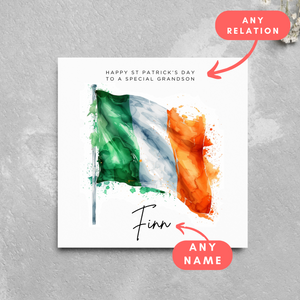 Personalised Name Irish Flag St Patrick's Day Card