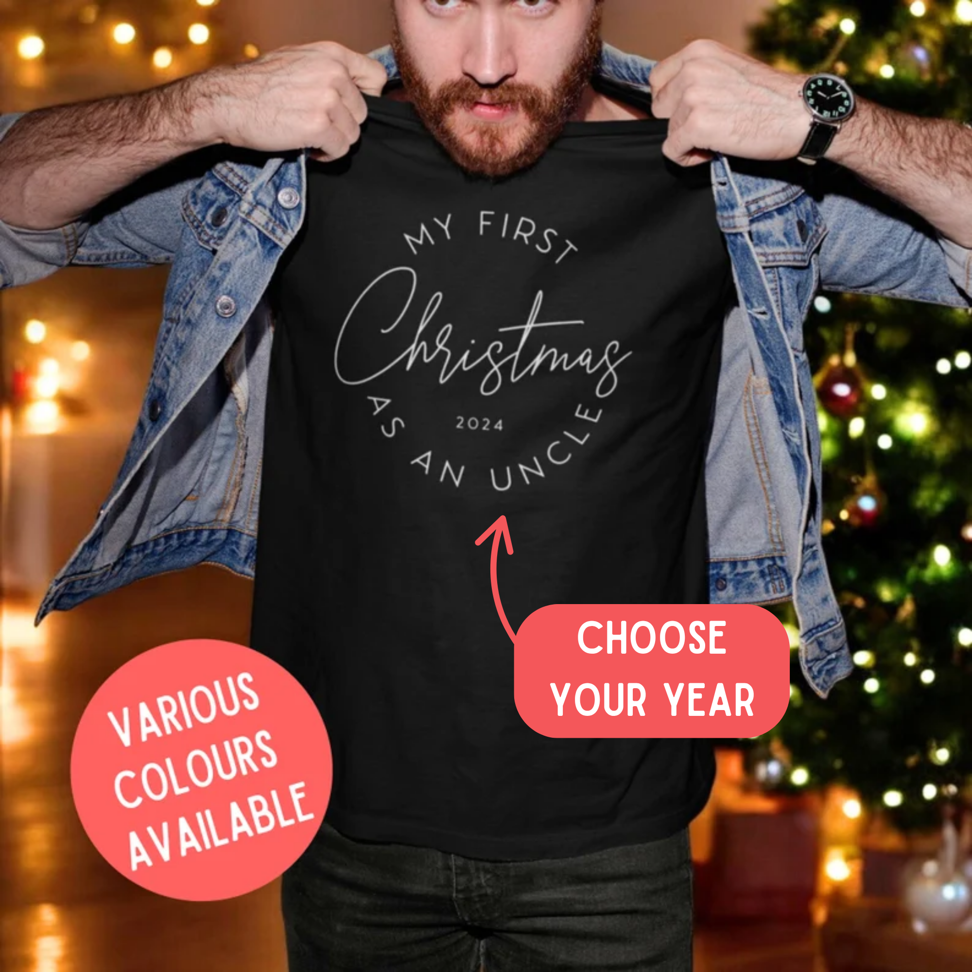 First Christmas As An Uncle 2025 Adult T-Shirt
