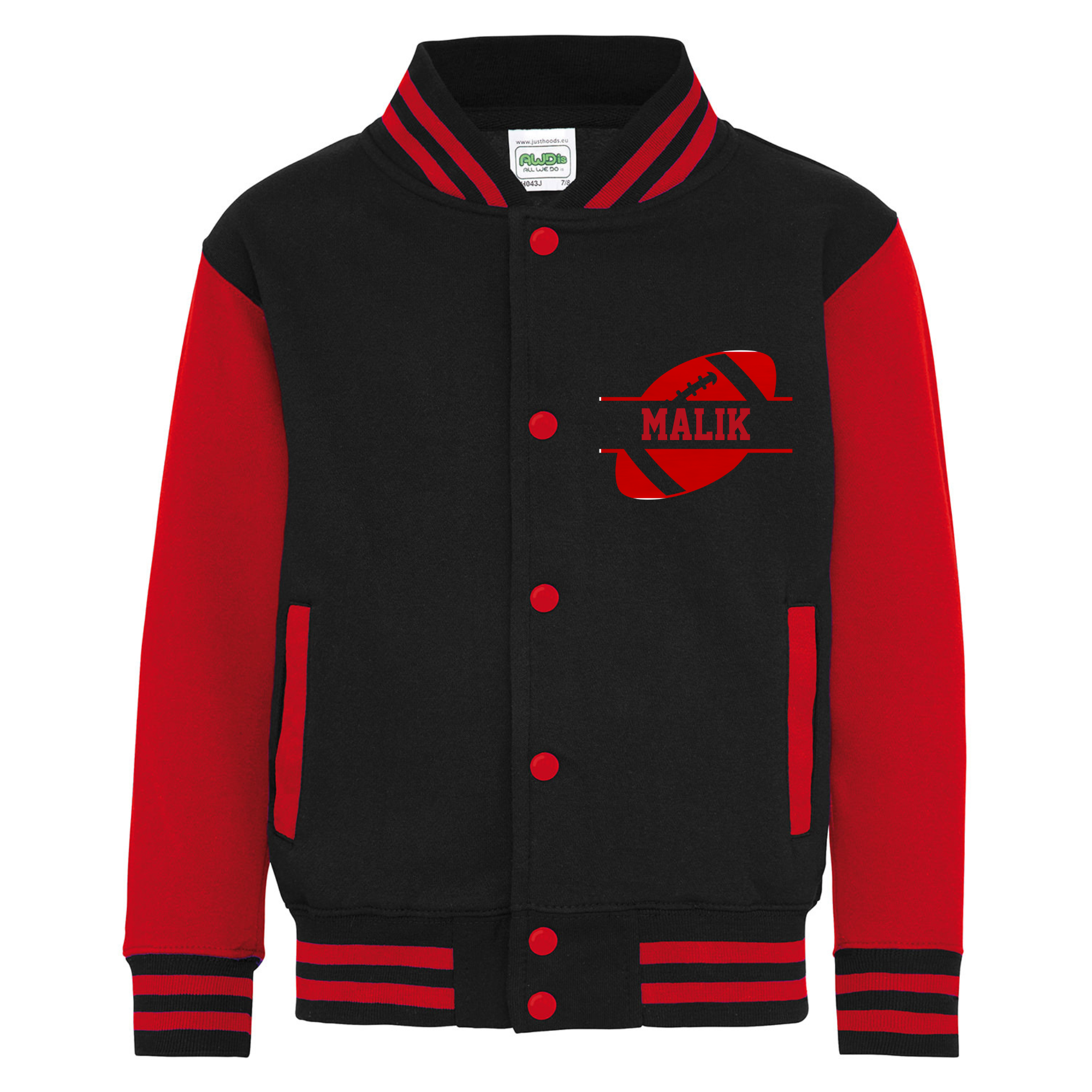 Kids Personalised Name American Football Varsity Letterman Jacket