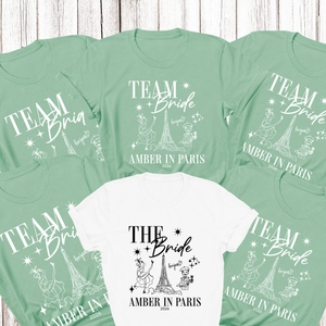 Personalised 'In Paris' Hen Party T-Shirts - Mint