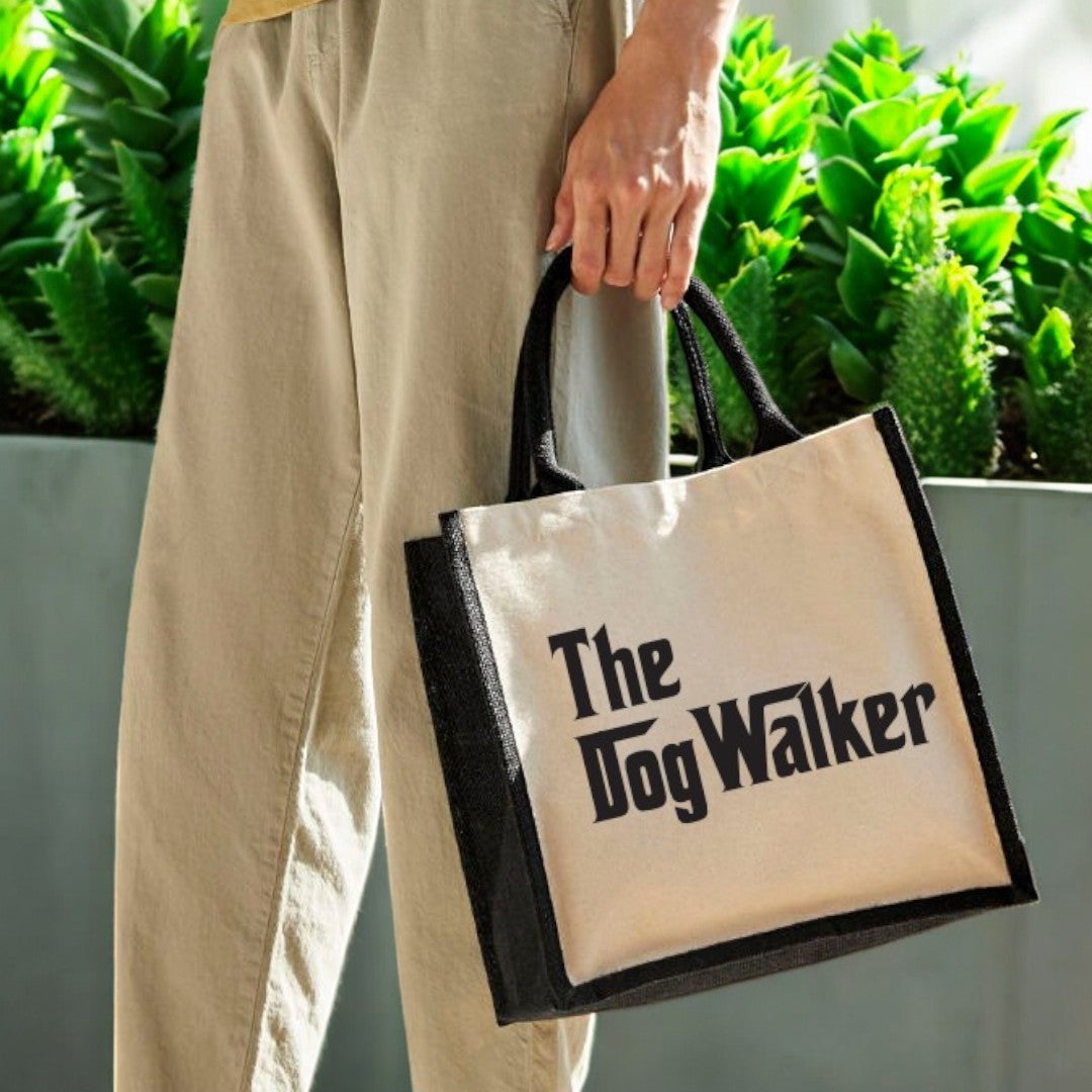 The Dog Walker Midi Jute Storage Tote Bag Shopper