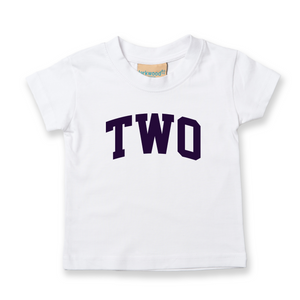 Two 1st Birthday Kids Varsity Arc Text T-shirt