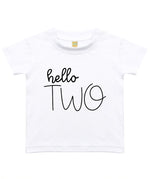 Load image into Gallery viewer, Hello Two Unisex Kids Birthday Age T-shirt
