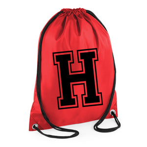 Initial Letter Polyester Drawstring Bag