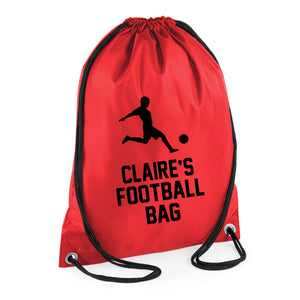 Personalised Name Polyester Football Soccer Drawstring Bag
