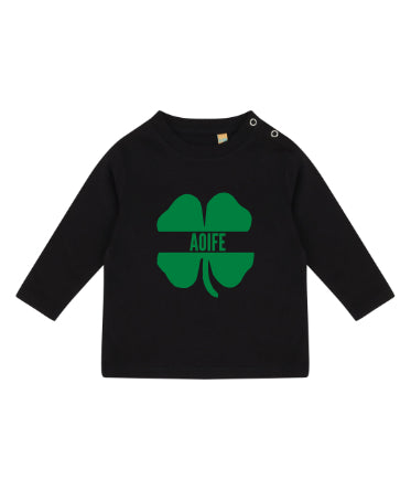 Personalised LONG SLEEVE Name Shamrock Kids T-Shirt
