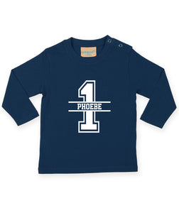 1st Birthday Personalised LONG SLEEVE Kids T-Shirt