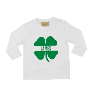 Personalised LONG SLEEVE Name Shamrock Kids T-Shirt