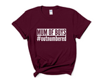 Load image into Gallery viewer, Mum Of Boys #outnumbered Adult T-Shirt
