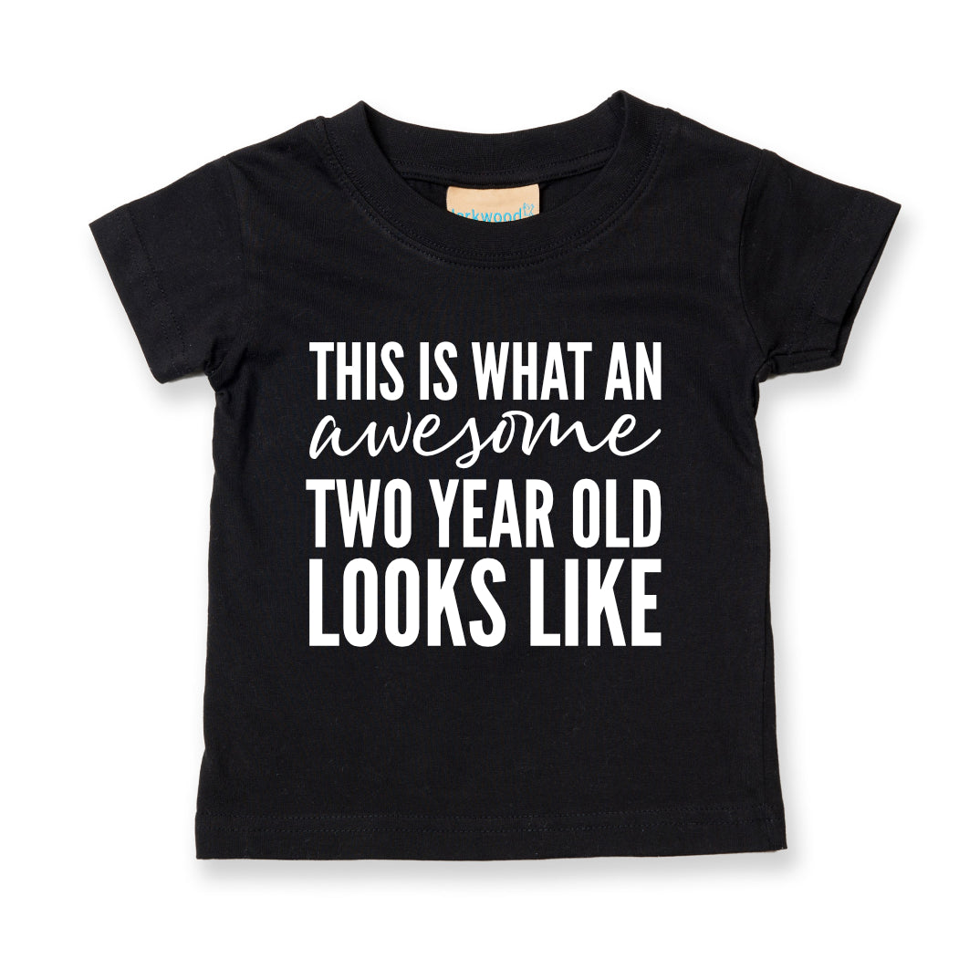 This Is What An Awesome Two Year Old Looks Like Unisex Kids Birthday T-shirt