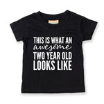 Load image into Gallery viewer, This Is What An Awesome Two Year Old Looks Like Unisex Kids Birthday T-shirt
