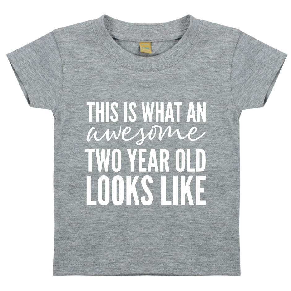 This Is What An Awesome Two Year Old Looks Like Unisex Kids Birthday T-shirt