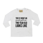 Load image into Gallery viewer, This Is What An Awesome Two Year Old Looks Like 2nd Birthday LONG SLEEVE Kids T-Shirt
