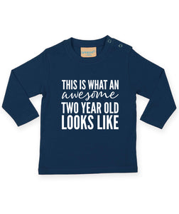 This Is What An Awesome Two Year Old Looks Like 2nd Birthday LONG SLEEVE Kids T-Shirt