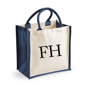 Personalised Initial Monogram Jute Tote Bag