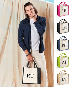 Personalised Initial Monogram Jute Tote Bag