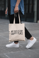 Load image into Gallery viewer, My Bed Is My Happy Place Lightweight Cotton Tote Bag
