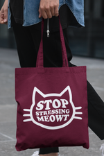 Load image into Gallery viewer, Stop Stressing Meowt Lightweight Cotton Tote Bag
