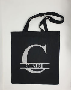 Personalised Tote Bag Name Initial Monogram Lightweight Cotton Bag