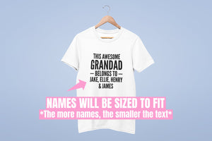 This Awesome Grandad Belongs To Personalised Mens T-shirt