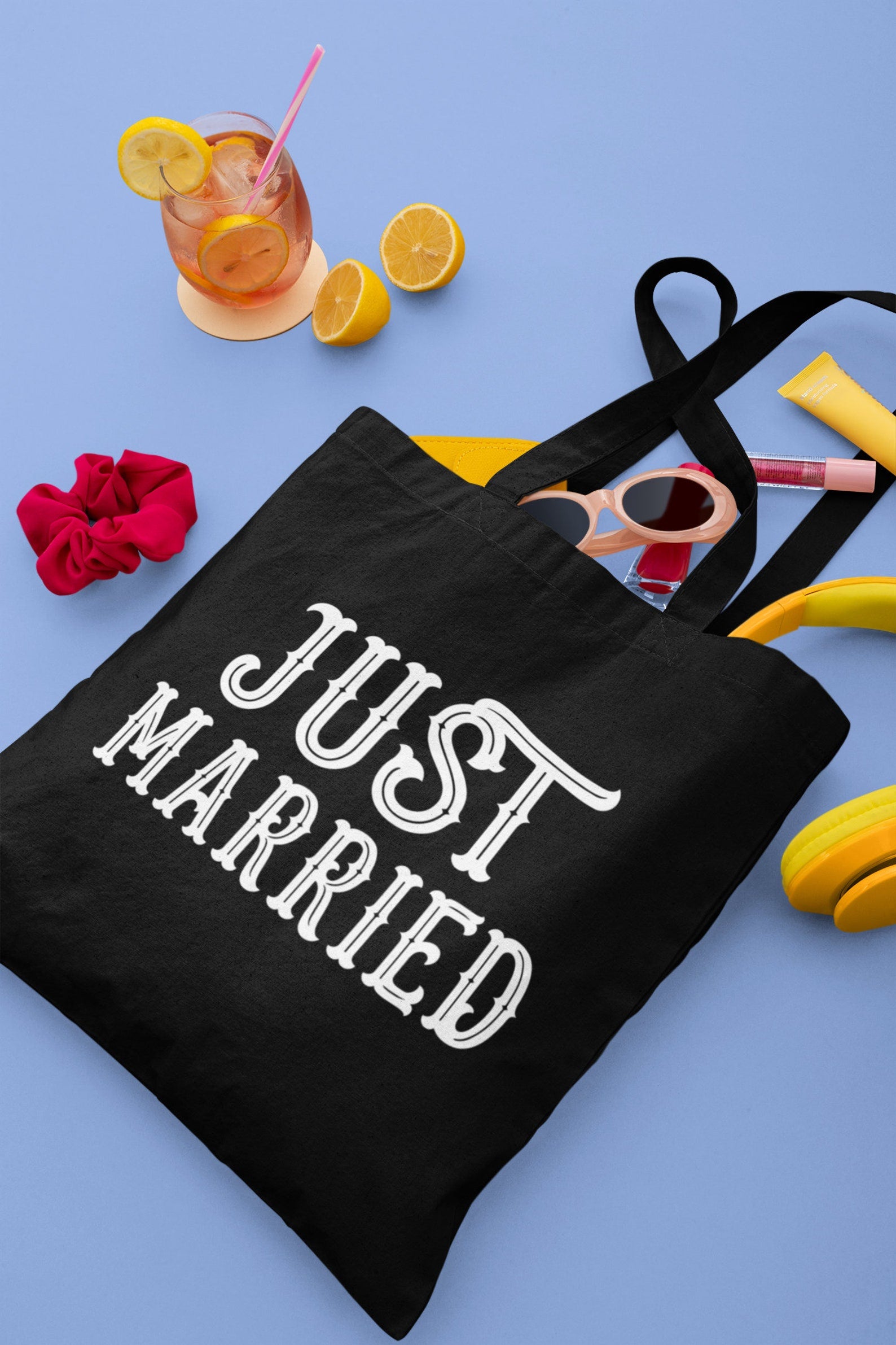 Just Married Lightweight Cotton Tote Bag