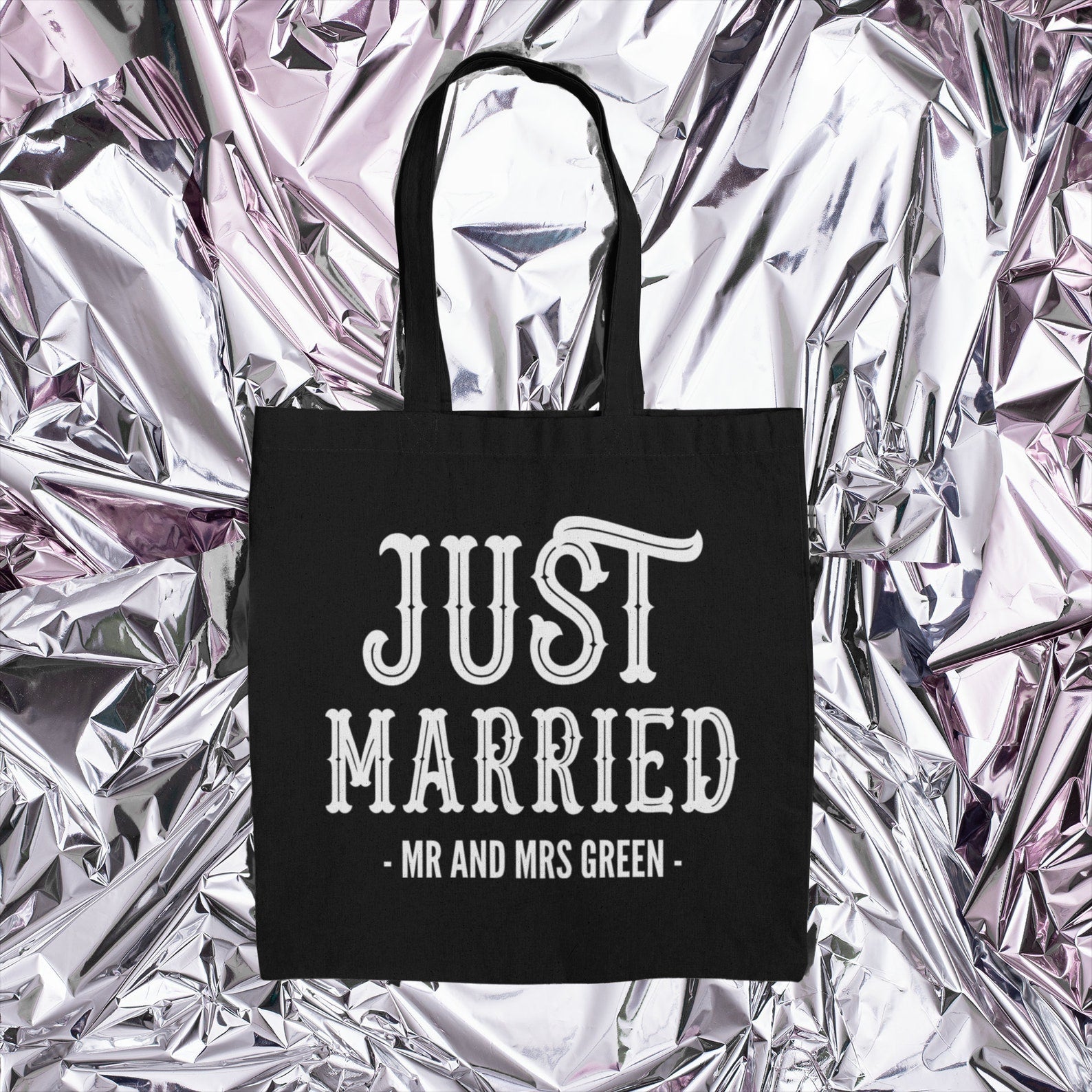 Personalised Mr & Mrs Just Married Lightweight Cotton Tote Bag