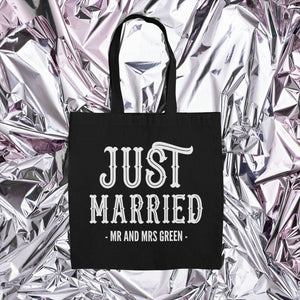 Personalised Mr & Mrs Just Married Lightweight Cotton Tote Bag