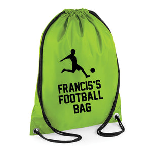 Personalised Name Polyester Football Soccer Drawstring Bag