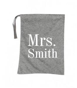 Personalised Custom Ladies/Womens Mrs Surname Pyjama Set In Bag