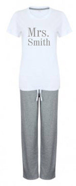 Load image into Gallery viewer, Personalised Custom Ladies/Womens Mrs Surname Pyjama Set In Bag
