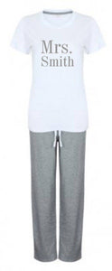 Personalised Custom Ladies/Womens Mrs Surname Pyjama Set In Bag