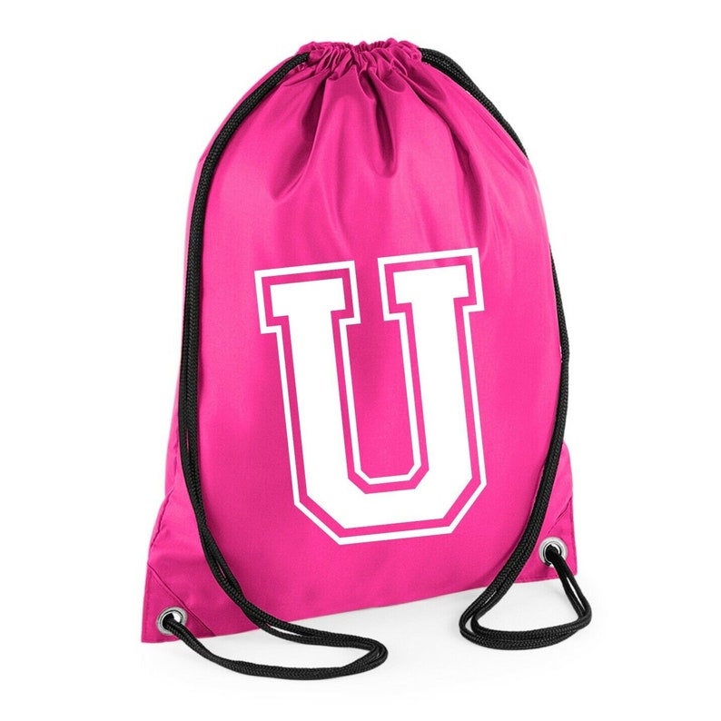 Initial Letter Polyester Drawstring Bag