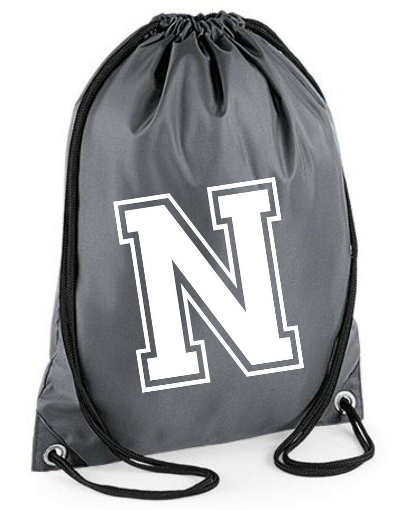 Initial Letter Polyester Drawstring Bag