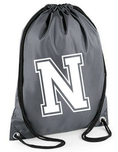 Initial Letter Polyester Drawstring Bag