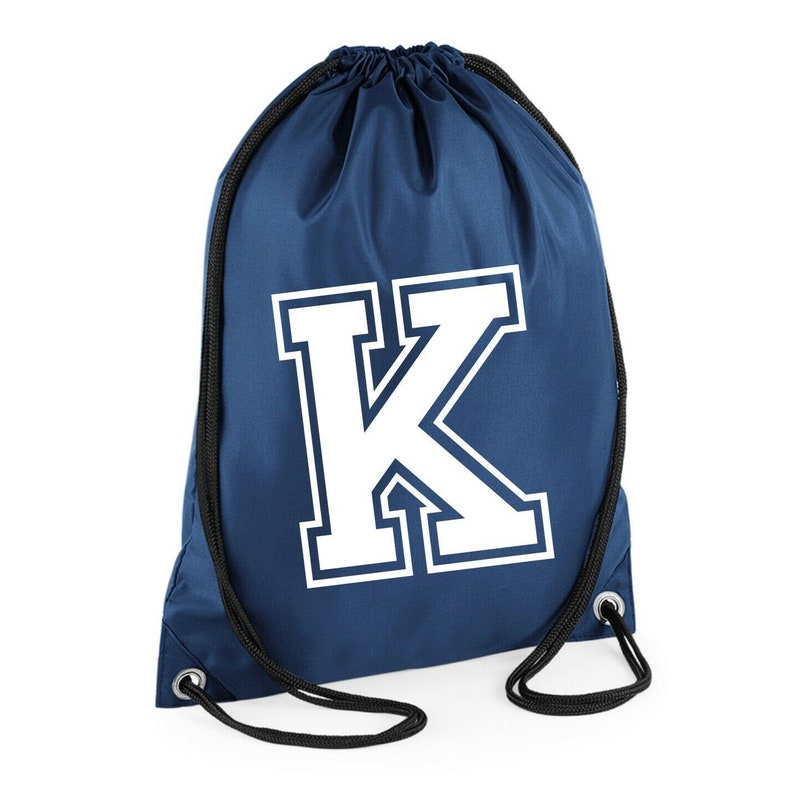 Initial Letter Polyester Drawstring Bag