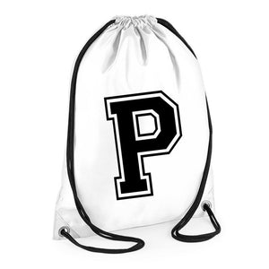 Initial Letter Polyester Drawstring Bag