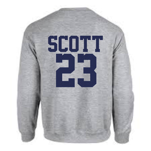 Ravens Basketball Crew Neck Unisex Adult Grey Sweatshirt Front and Back Print