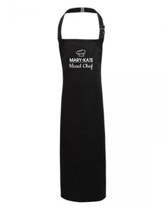 Personalised Kids Childrens Head Chef (Name) Apron Baking Cooking Novelty Gift Child Personalized Custom Baking Cookery Fan - Red Leader Clothing