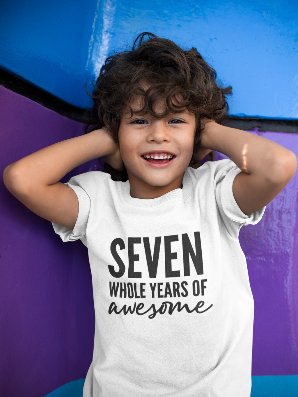 Seven Whole Years Of Awesome Kids Tshirt Birthday Gift Party Child Sibling Celebration Present T Shirt 7 Year Old Seventh Birthday - Red Leader Clothing