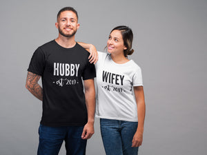 Hubby Wifey Est Custom Year Couples T-Shirt