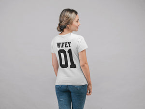 Hubby Wifey Couples T-Shirt Husband Wife Rear Print 01 02