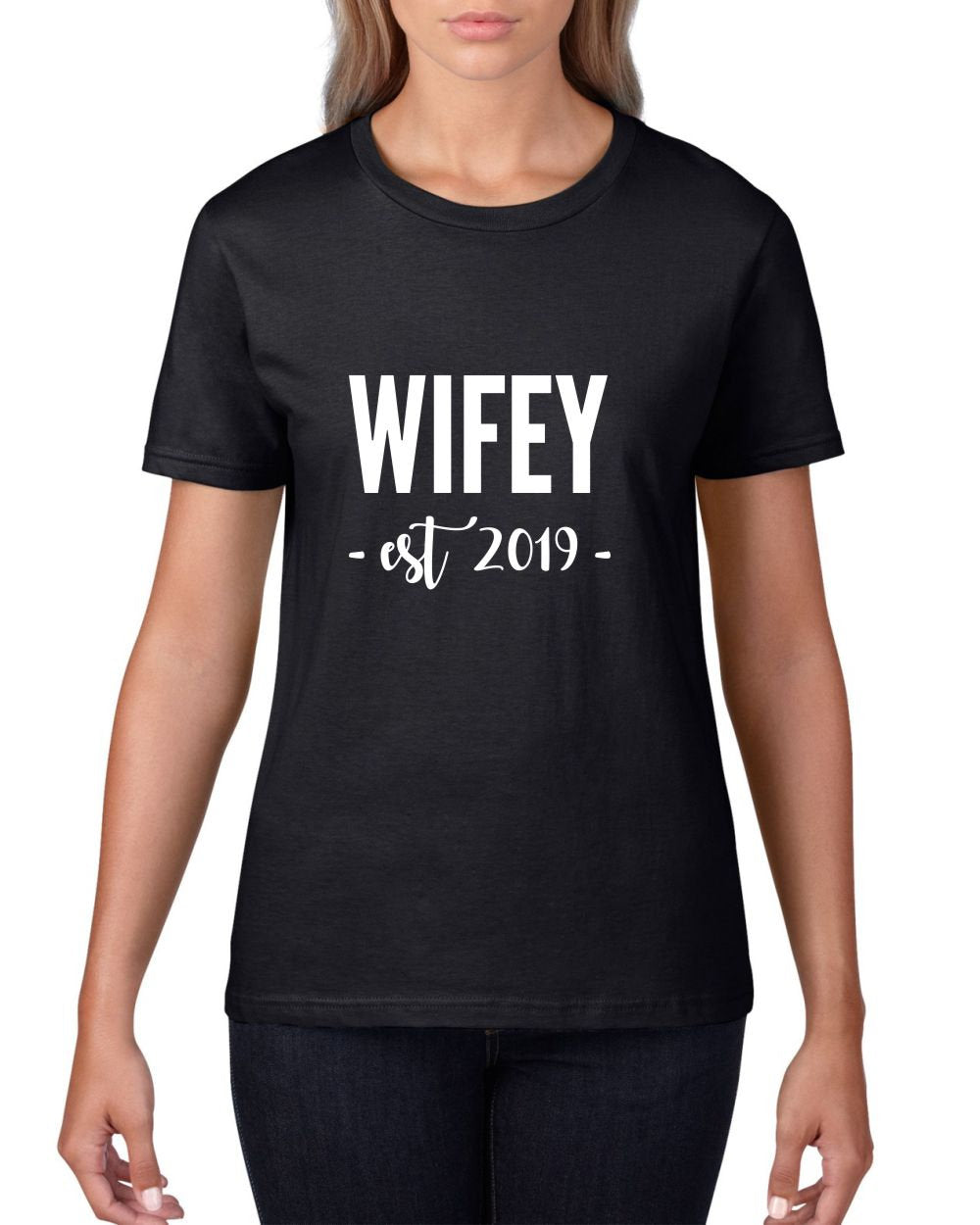 Hubby Wifey Est Custom Year Couples T-Shirt